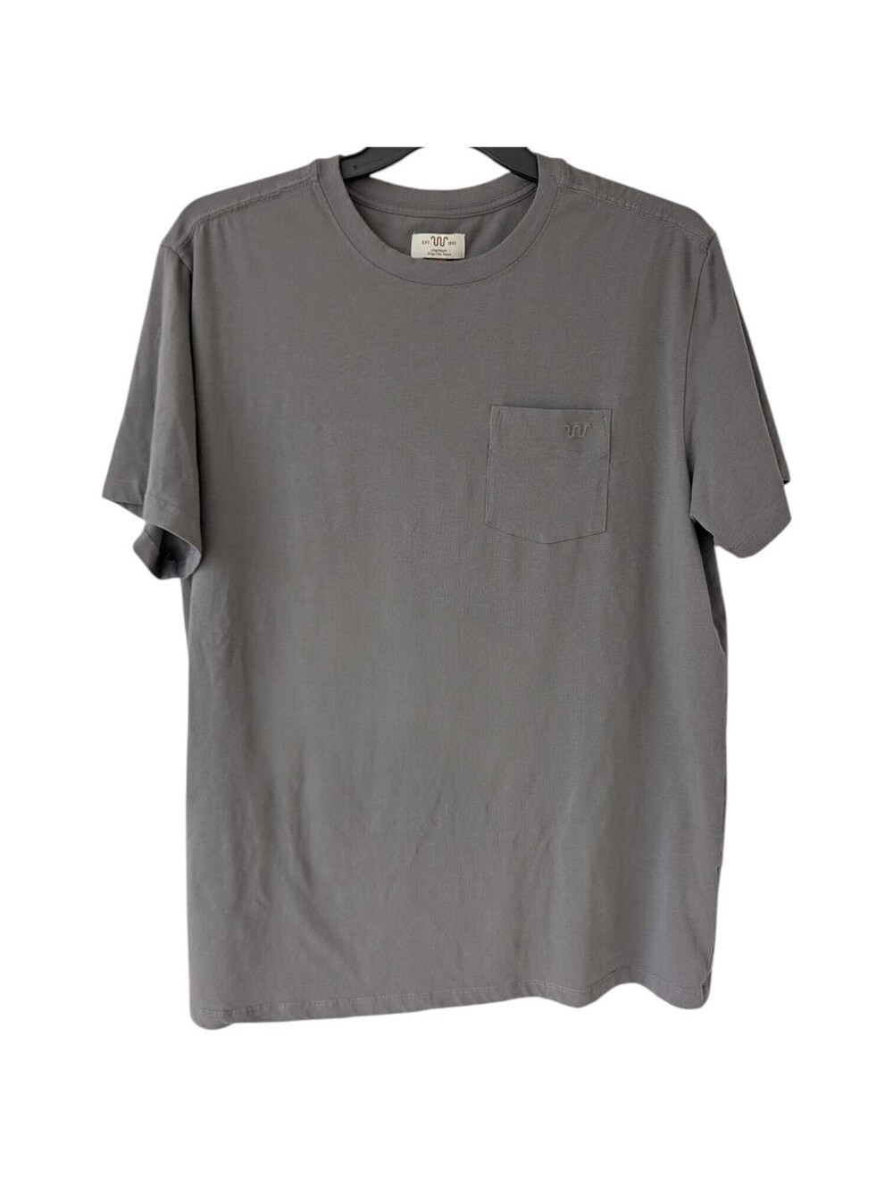 King Ranch Pocket T-Shirt L Gray Western Running W Embroidered Cotton 23.5x30